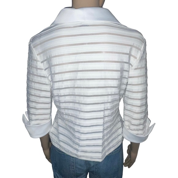 JS Collections sheer stripe zippered top - Picture 4 of 7